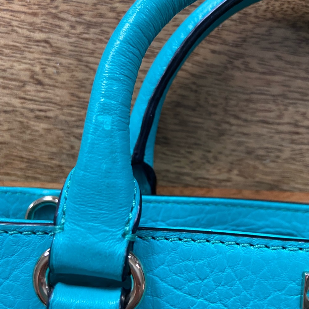 kate spade Turquoise Blue Laser-Cut Leather Crossbody Satchel - Picture 6 of 10
